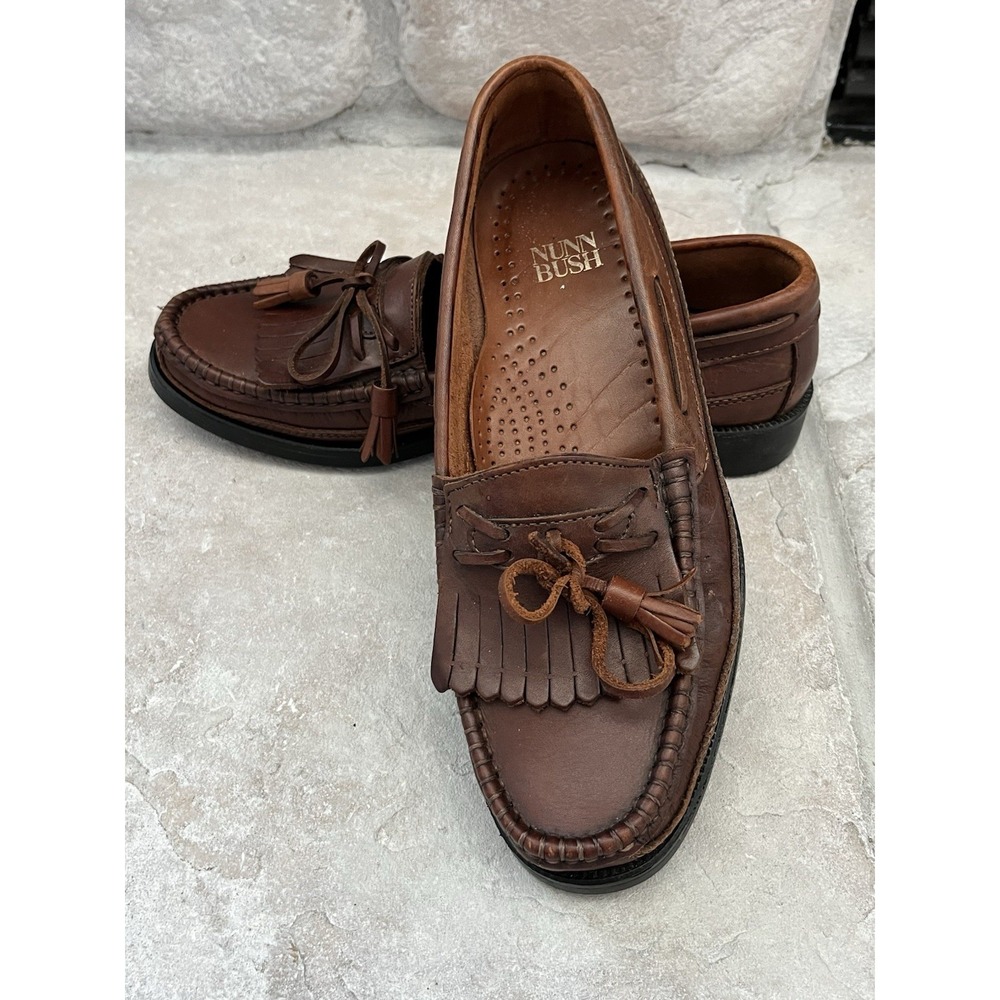 Nunn Bush Brown Loafers With Tassel Size 9.5 M Comfort Slide On's